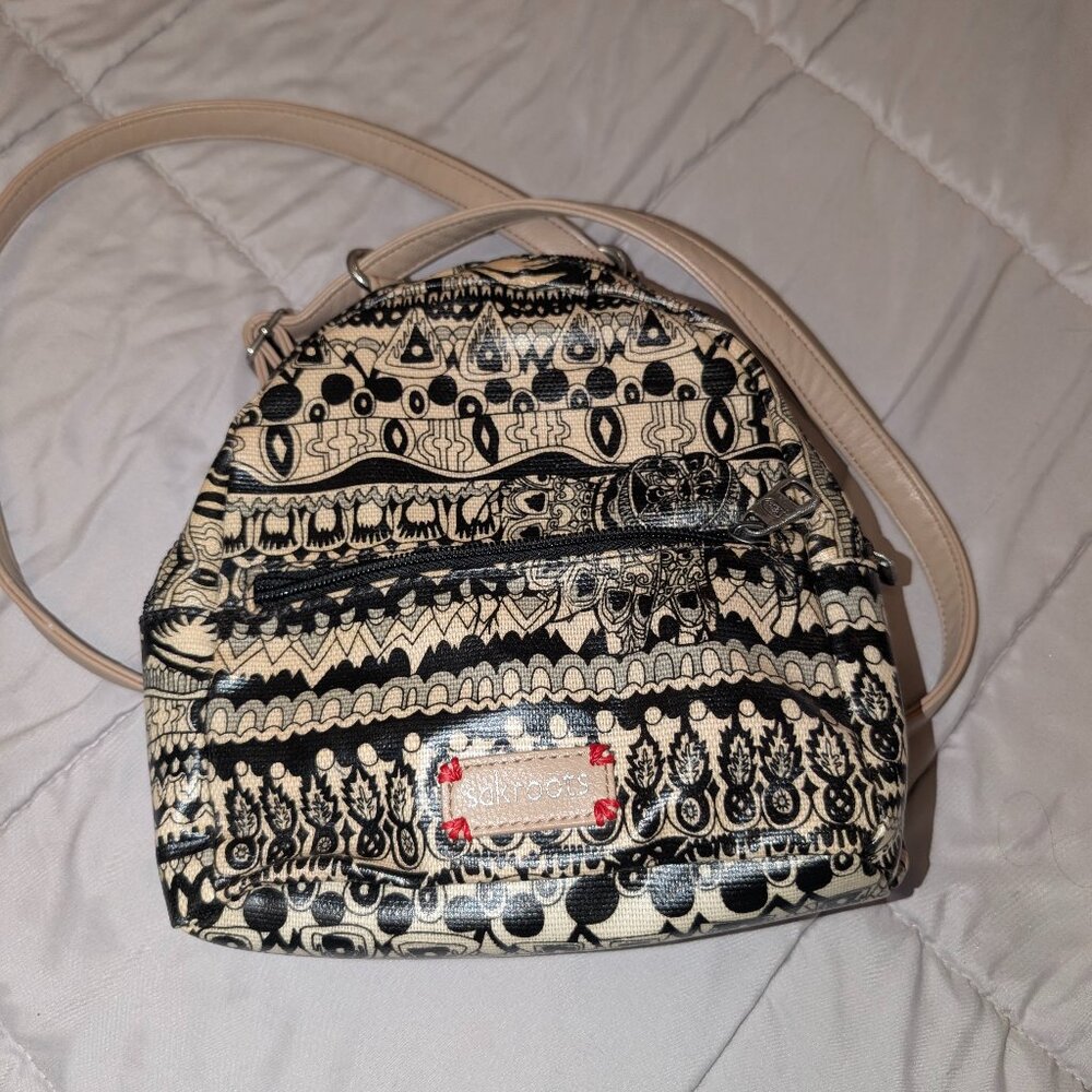 Sakroots Convertible backpack - black and cream tribal print